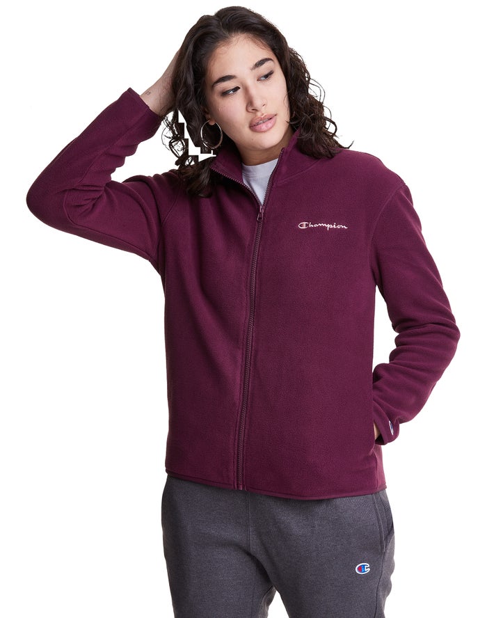 Champion Womens Jackets NZ - Polar Fleece Full Zip Mock Neck Dark Purple ( 1237-NUZSQ )